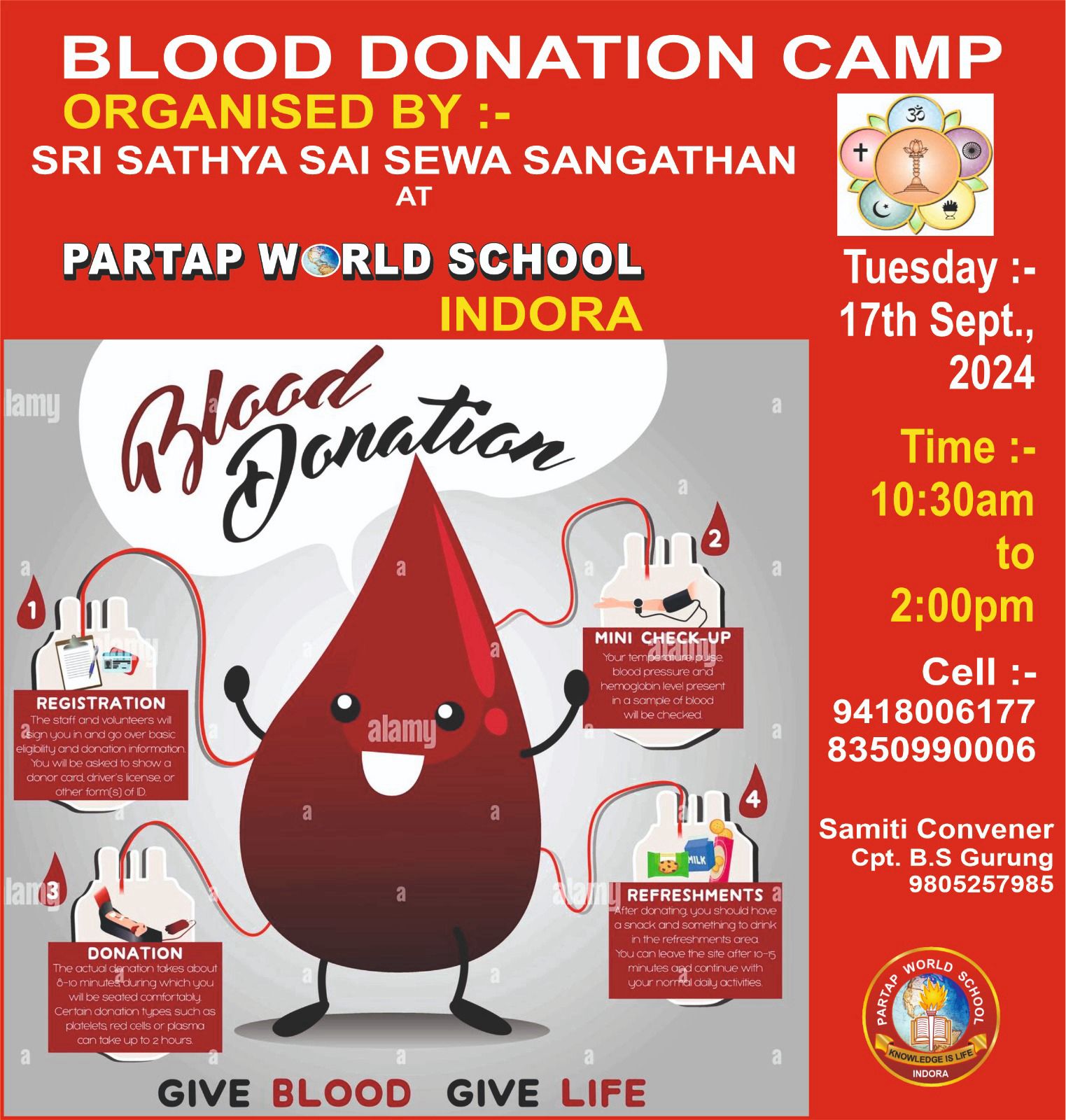 Blood Donation Camp – 17th Sep. 2024 Time 10:30 AM to 2:00 PM